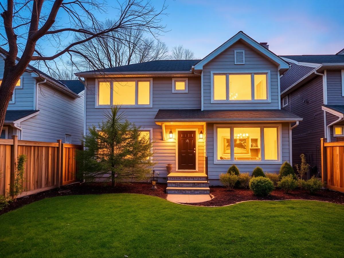 Home exterior with fenced backyard